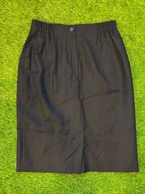 Via Moda Black 100% Wool Midi Pencil Skirt Size 6